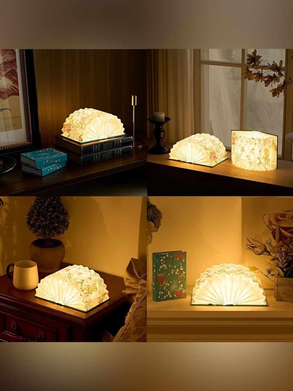 NIB Uniwolk Vintage Flower Book Lamp – Foldable & Rechargeable LED Light